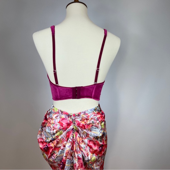 Deep Fuchsia Hook & Eye Velvet Bralette - Picture 5 of 14